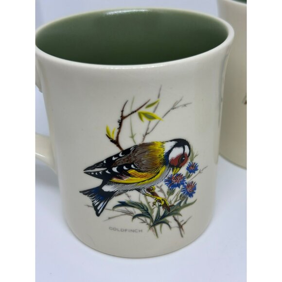 VTG Bird Coffee Mug Set of 3 Goldfinch, Cardinal Chickadee, Cream & Green, 4.75" - Picture 3 of 11